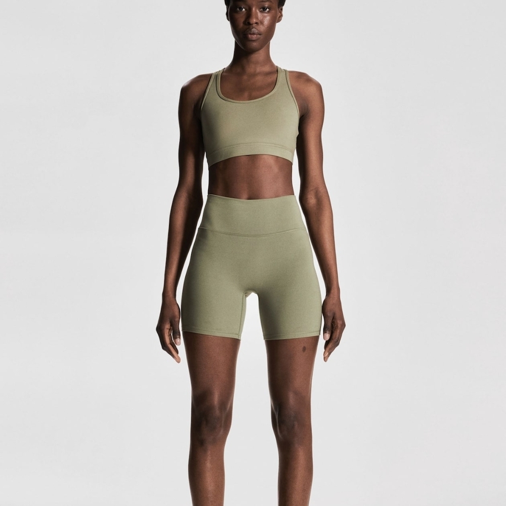 HnM Olive Green Women's High-Waisted Sport Set Sz L